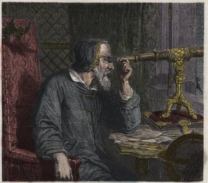 Galileo Galilei a jeho dalekohled od Unknown artist