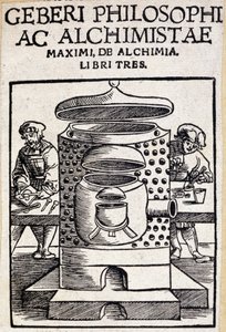 Geberi philosophi ac alchimistae titulní strana dohody o alchymii. Geber (v721-v815), arabský alchymista od Unknown artist