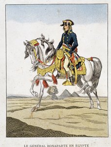 Generál Bonaparte v Egyptě, portrét na koni před pyramidami a sfingou. od Unknown artist