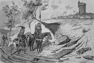 Německá selská válka (1524-1526): Vozy sedláků v Koenigshofenu, Německo od Unknown artist
