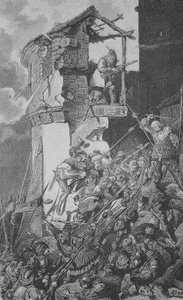 Německá selská válka (1524-1526): Zpustošení Murrhardtu, městečka v okrese Rems-Murr-Kreis, asi 40 km severovýchodně od Stuttgartu v srdci Švábského lesa. od Unknown artist