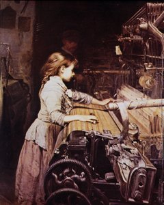 Dívka pracující v mechanickém předení, konec 19. století od Unknown artist