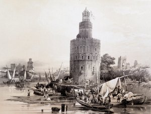 Zlatá věž, Sevilla, “Umělecké a monumentální Španělsko slavných míst a památek Španělska”” od Dona Genara Pereze de Villa od Unknown artist