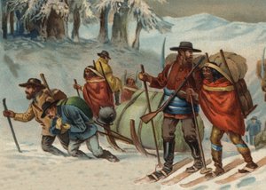 Hledači zlata na cestě do Klondyke na Aljašce v 19. století. od Unknown artist