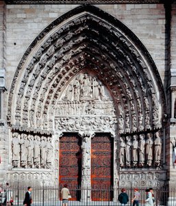 Gotické umění: centrální portál Cathedrale Notre Dame de Paris od Unknown artist