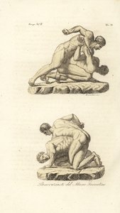 Řečtí sportovci soutěžící v bojovém umění Pankration od Unknown artist