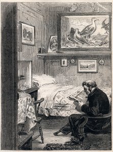 Greenwich Hospital Cabin Royal Charles Ward - 1865 rytina námořního důchodce v jeho penzionu (Greenwich Hospital) - od Unknown artist