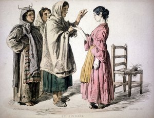 Cikánské čtení v ruce - v „“Zvyku Neapolského království“, De Bourcard od Unknown artist
