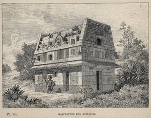Habitation des Asteques (Azteques) (někteří z Aztéků) - rytina z roku 1889 v „Historie lidského bydlení na Světové výstavě v roce 1889, pan Charles GARNIER - Librairie centrale des beaux-arts Paris 1889 od Unknown artist