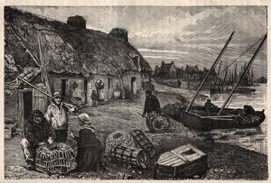 Obydlí Poucheurs v Concarneau - Finistere - Breatgane - rytina „“ PATRIE“ - PECTURESSE POPIS FRANCIE V 6 SVAZTECH LUCIEN HUARD - konec 19. stol. od Unknown artist