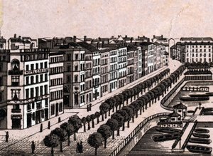 Hamburk, Německo: pohled na starý Jungfernstieg (starý Jungfernstieg v Hamburku). v „“ Svět ilustruje 168 pohledů““ Nedatováno (konec 19. století) od Unknown artist