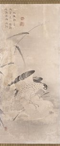Hawks And Prey (inkoust na papíře) od Unknown artist
