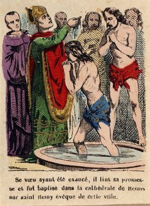 Jeho slib byl splněn, Clovis byl pokřtěn v katedrále v Remeši Saint Rémi, biskupem města od Unknown artist