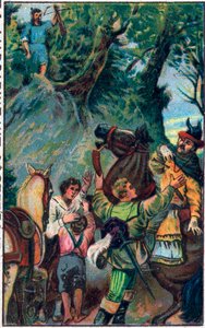 Historie Guillauma Tella (William Tell) (legendárních hrdinů švýcarské nezávislosti): smrt Gesslera. Chromolitografie konce 19. století. od Unknown artist