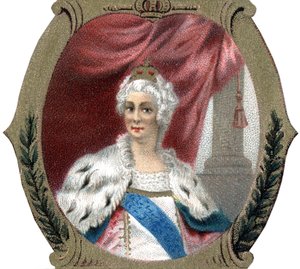 Historie Ruska: Portrét Kateřiny II Ruska (1729-1796). Pozdní chromolitografie 19. století. od Unknown artist