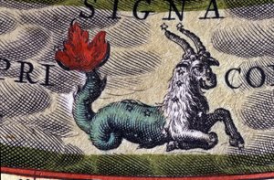 Horoskop: znamení zvěrokruhu, Kozoroh. rytina 16. století. od Unknown artist