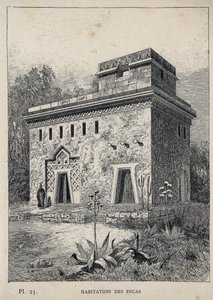 Housing of the Incas - rytina z roku 1889 v „Historie lidského obydlí na Světové výstavě v roce 1889, pan Charles GARNIER - Librairie centrale des beaux-arts Paris 1889 od Unknown artist
