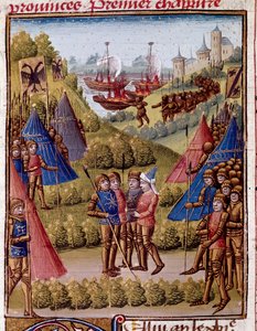 Jak Římané opouštějí provincie své říše Miniatura z „“Římské historie““ (Ad urbe condita) od Tite Live (59 př. nl-17 n. l.) (Titus Livius), přeložil Pierre Bressuire (ms. 310) 1450-1500 Chantilly, Musee Conde od Unknown artist
