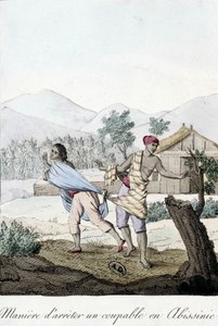 Jak zatknout viníka v Habeši (Abissinia) - rytina od Unknown artist