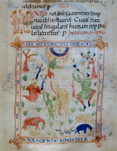 Osvětlená stránka ovcí a pastýřů, součást Codex of Varmondo, C.1000 od Unknown