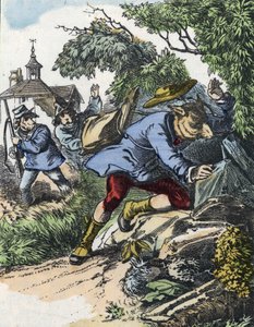 Ilustrace pohádky „Dobrá máma ovečka““. V „“ Pohádky z domova pro nejmenší““. Anonymní rytina 19. století. od Unknown artist