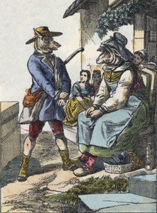 Ilustrace pohádky „Dobrá máma ovečka““. V „“ Pohádky z domova pro nejmenší““. Anonymní rytina 19. století. od Unknown artist