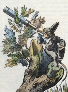 Ilustrace příběhu „Strašný Raminagrobis a myši“““ postava kreslí bajky Jeana de la Fontaina. V „“ Pohádky z domova pro nejmenší““. Anonymní rytina 19. století. od Unknown artist
