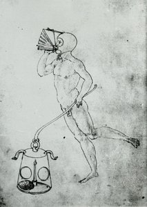 Ve svazku Francesca di Giorgia se objevuje tato kresba zobrazující měch pro dýchání pod vodou od Unknown artist