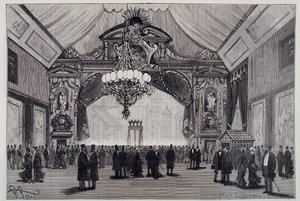 Žárovkové osvětlení na výstavě elektřiny: lustr Werdermann v divadelním sále - v „Přírodě“ od Unknown artist
