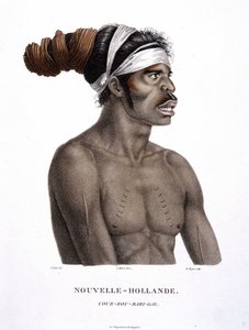 Domorodý Cour-Rou-Bari-Gal z Nového Holandska - v „“Cesta za objevy do jižních zemí”” od pánů Lesueura a Peera od Unknown artist