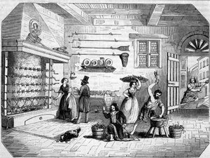 Uvnitř továrny na mořského úhoře v italském Comacchiu. od Unknown artist