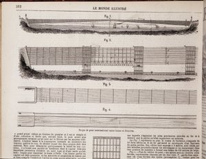 Mezinárodní projekt mostu přes kanál mezi Calais a Doverem - v „The Illustrous World““ z 16.11.1867 od Unknown artist
