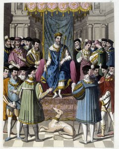 Rozhovor s Francoisem 1. (1494 - 1547) a Jindřichem VIII. (1491 - 1547) z Anglie. Rytina 19. století. od Unknown artist