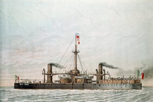 Italská bitevní loď Caio Duilio (tisk od Unknown artist