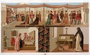 Italské kostýmy 15. století. V „historickém kostýmu“ od A. Racineta od Unknown artist