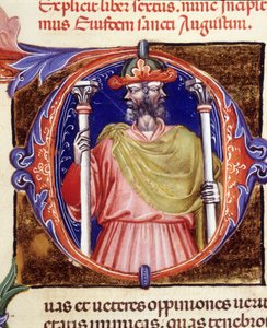 Janus, římské božstvo, dvě protilehlé tváře – z rukopisu „De civitate dei“ od svatého Augustina, počátek 15. století. Městská bibli. z Rimini. od Unknown artist