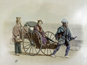 Japonská rikša, cca 1900 od Unknown artist