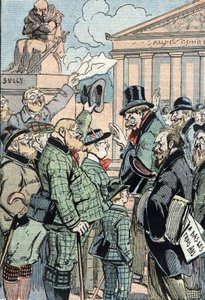 Jean Jaures Sjednocení socialisté proti zákonu o tříleté vojenské službě zastoupeni Němci, červen 1914 (Němci podporující sjednocené socialisty vedené Jeanem Jauresem proti zákonu o tříleté vojenské službě, červen 1914) Karikatura z "Le pelerin" 19/07/1914 od Unknown Artist