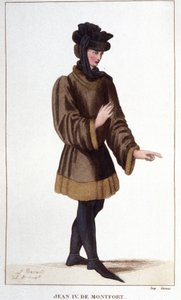 Jean de Montfort (1293-1345). Při prosazování svých práv vyhlásil válku o dědictví Bretaně. Rytina z roku 1830. od Unknown artist