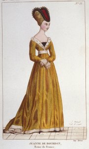 Jeanne de Bourbon (1338-1378). Královna Francie od roku 1364 do roku 1378. Rytina z roku 1830 od Unknown artist