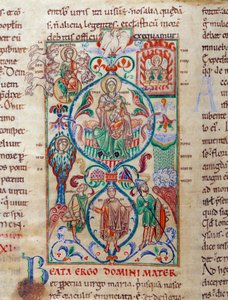 Jesse strom obklopuje symboly panenství Panna je navržena podle jména Byzantince z Theotokos. Miniatura převzatá z „Lectiaire de Citeaux““ z 12. století v Dijonu, Městská knihovna od Unknown artist