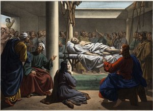 Ježíš uzdravuje ochrnutého z Bethesdy. Anonymní rytina z poloviny 19. století. od Unknown artist