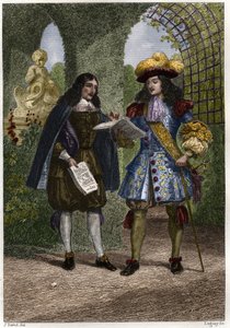 John the Baptist (Jean-Baptiste) Colbert (1619-1683) s Ludvíkem XIV., králem Francie a Navarry (1638-1715). Rytina 19. století. Soukromá sbírka. od Unknown artist