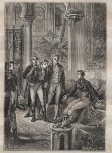 Cesta (1798) Frederica Conrada (Konrada) Hornemanna (1772-1801) do Fezzanu (Libye): Bonaparte vítá Hornemanna v Káhiře (Egypt) - ilustrace z „Velkých námořníků 18. století““ od Unknown artist