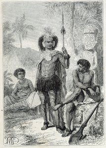 Cesta kapitána Jamese Cooka (1728-1779): domorodí obyvatelé Markézských ostrovů – ilustrace převzata z „Velkých námořníků 18. století““ od Unknown artist