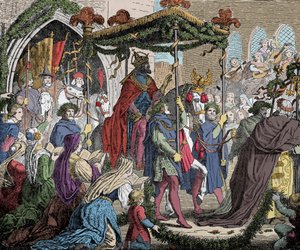 Karel IV. vstoupil do Avignonu v roce 1365 - Karel IV Lucemburský (1316-1378), římský císař vstoupil do Avignonu v roce 1365 - od Unknown artist