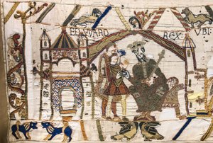 Král Edward Vyznavač posílá Harolda do Normandie, Bayeux Tapestry (vlněná výšivka na plátně) od Unknown artist
