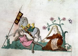 Rytíř a Gente Lady - reprodukce podle „latinského žaltáře“ ze 14. století od Unknown artist
