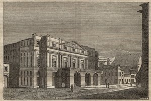 La Scala v Miláně - Pohled na divadlo La Scala v Miláně, Itálie - (Teatro alla Scala Milan) - 1837 od Unknown artist