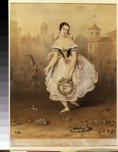 Italská balerína Fanny (Francesca) Cerrito (1817-1909) (Baletní tanečnice Fanny Cerrito). Anonymní litografie, konec 1830. Neoklasicismus 19. století. Státní muzeum divadla a hudebního umění, Petrohrad. od Unknown artist